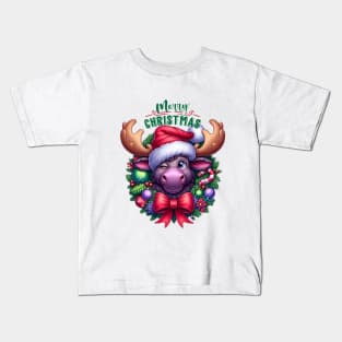 Merry Christmoose Moose Christmas 2024 Kids T-Shirt